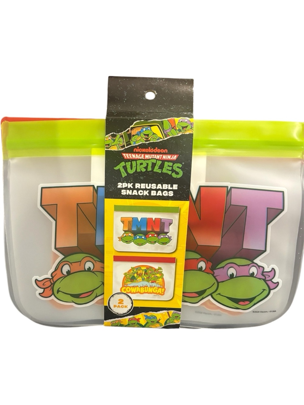 Nickelodeon TMNT Reusable Snack Bags with Neon Green Seal (2 Pack)